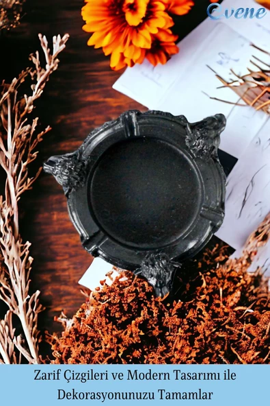 Evene Küllük Siyah Kül Tablası Dekoratif Küllük 4 Adet Model 7 - Resim 4