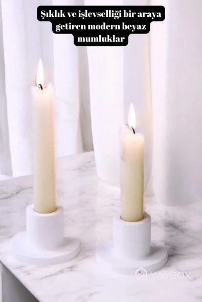 YAYBOX Beton Şamdan Mumluk 2 Li - Resim 5