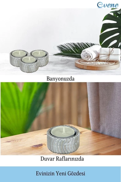 Evene Gümüş Mumluk Şamdan Tealight Mum Uyumlu Tekerlek Model - 4