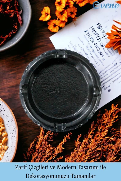 Evene Küllük Siyah Kül Tablası Dekoratif Küllük 2 Adet Model 4 - Resim 4