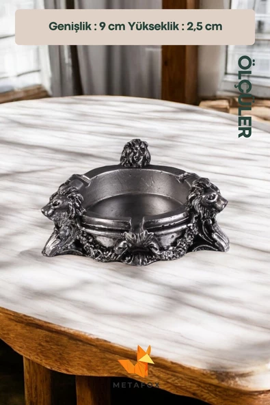 METAFOX Küllük Kül Tablası Sigara Küllüğü Gümüş Eskitme Renk Model 7 - Resim 4