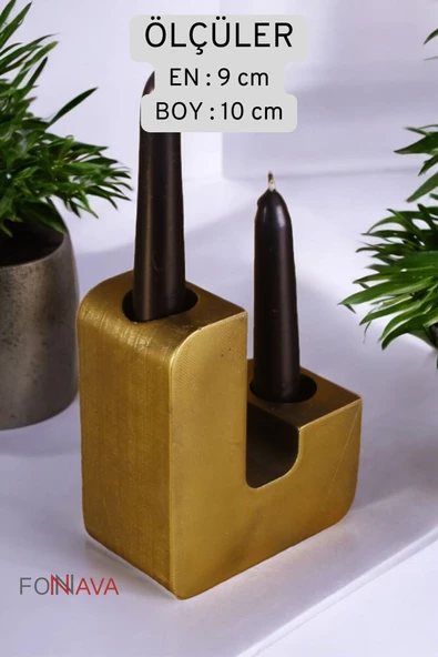 Fonnava Şamdan Mumluk Dekoratif Mumluk Tealight Mumluk Altın Eskitme Renk Model 12 - 5