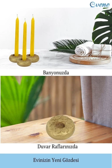 Evene Dekoratif Mumluk Tealight Mumluk Şamdan Mumluk 3 Lü Şamdan Model 33 - 5