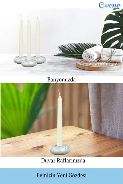 Evene Dekoratif Mumluk Tealight Mumluk Şamdan Mumluk 3 Lü Şamdan Model 33 - 5