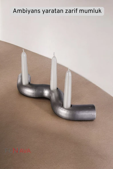 Fonnava Şamdan Mumluk Dekoratif Mumluk Tealight Mumluk Gümüş Eskitme Renk Model 14 - 5