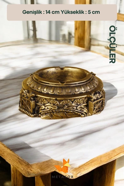METAFOX Küllük Kül Tablası Sigara Küllüğü Altın Eskitme Renk Model 2 - Resim 4
