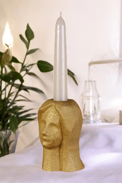 Fonnava Şamdan Mumluk Dekoratif Mumluk Tealight Mumluk Altın Renk Model 11