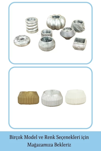 Evene Dekoratif Mumluk Tealight Mumluk Şamdan Mumluk 3 Lü Şamdan Model 38 - Resim 6