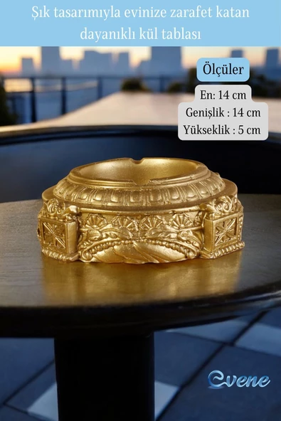 Evene Küllük Altın Kül Tablası Dekoratif Küllük Model 2 - Resim 2