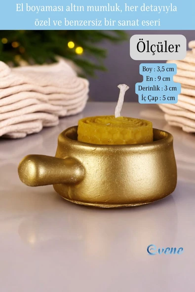 Evene Altın Mumluk Şamdan Tealight Mum Uyumlu Mini Tava Model - 2
