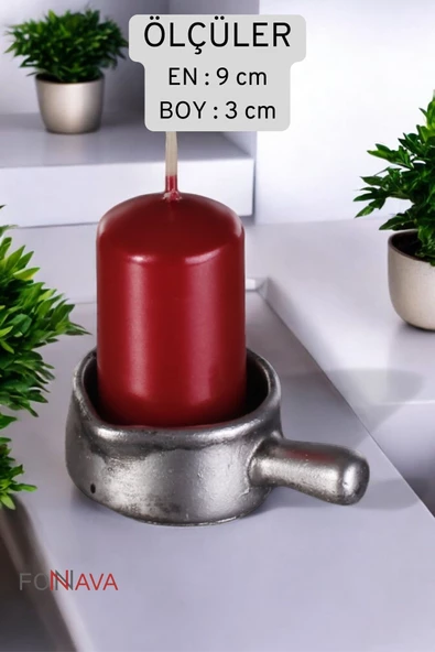 Fonnava Şamdan Mumluk Dekoratif Mumluk Tealight Mumluk Gümüş Eskitme Renk Model 24 - Resim 6