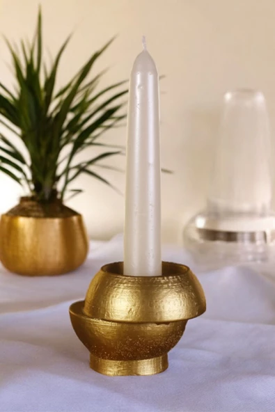 Fonnava Şamdan Mumluk Dekoratif Mumluk Tealight Mumluk Altın Eskitme Renk Model 25 ürün görseli 1
