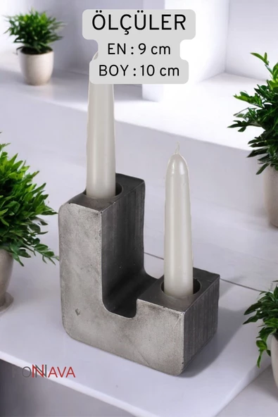 Fonnava Şamdan Mumluk Dekoratif Mumluk Tealight Mumluk Gümüş Eskitme Renk Model 12 - Resim 5