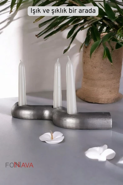 Fonnava Şamdan Mumluk Dekoratif Mumluk Tealight Mumluk Gümüş Eskitme Renk Model 14 - 3
