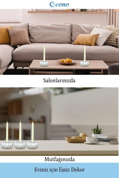Evene Dekoratif Mumluk Tealight Mumluk Şamdan Mumluk 3 Lü Şamdan Model 34 - Resim 4