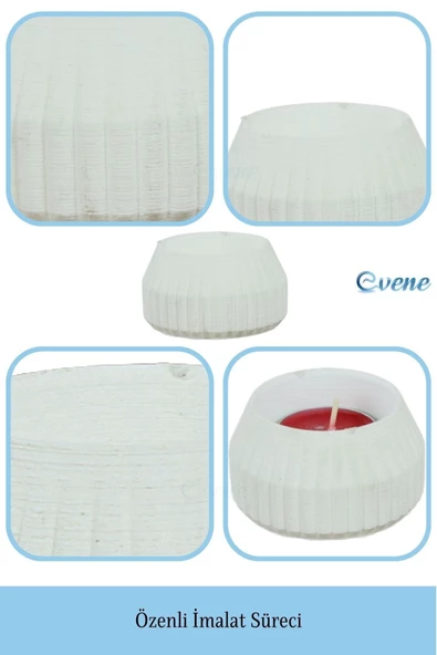 Evene Dekoratif Mumluk Tealight Mumluk Şamdan Mumluk 3 Lü Şamdan Model 38 - Resim 7