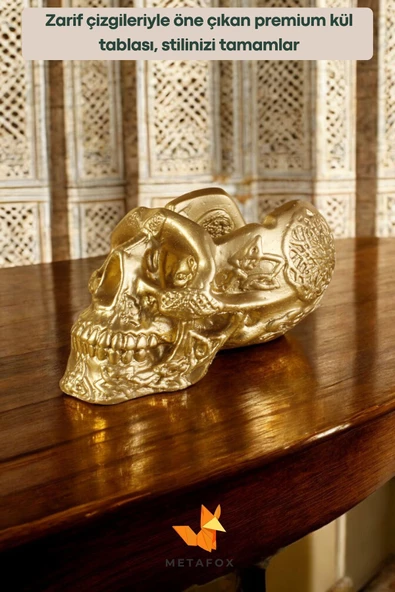 METAFOX Küllük Kül Tablası Sigara Küllüğü Altın Renk Model 8 - Resim 2