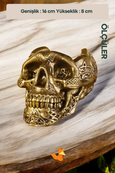 METAFOX Küllük Kül Tablası Sigara Küllüğü Altın Eskitme Renk Model 8 - Resim 4