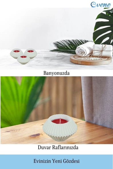 Evene Dekoratif Mumluk Tealight Mumluk Şamdan Mumluk 3 Lü Şamdan Model 37 - Resim 5