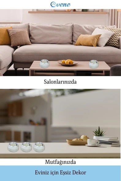 Evene Gümüş Mumluk Şamdan Tealight Mum Uyumlu Çizgili Model - Resim 3