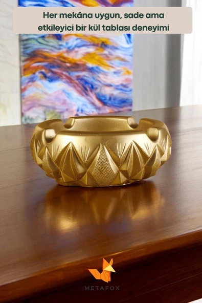 METAFOX Küllük Kül Tablası Sigara Küllüğü Altın Renk Model 3 - Resim 5