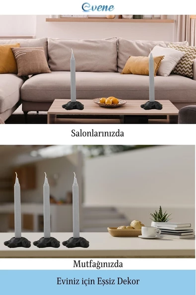 Evene Dekoratif Mumluk Tealight Mumluk Şamdan Mumluk 3 Lü Şamdan Model 41 - Resim 4