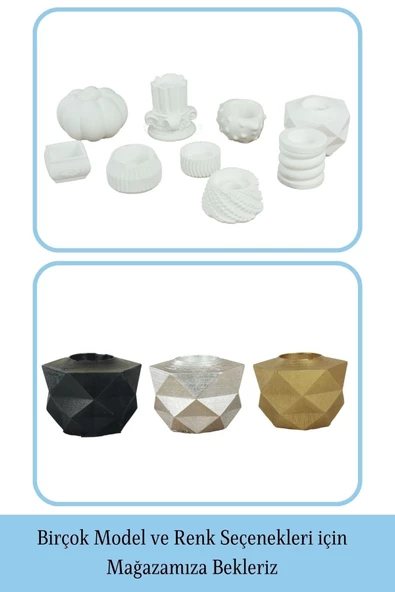 Evene Beyaz Mumluk Şamdan Tealight Ve Ince Mum Uyumlu Prizma Model - Resim 6