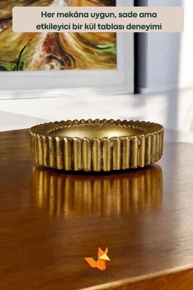 METAFOX Küllük Kül Tablası Sigara Küllüğü Altın Eskitme Renk Model 5 - Resim 5