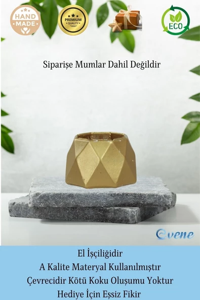 Evene Dekoratif Mumluk Tealight Mumluk Şamdan Mumluk 3 Lü Şamdan Model 35 - Resim 8