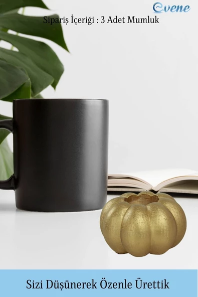 Evene Dekoratif Mumluk Tealight Mumluk Şamdan Mumluk 3 Lü Şamdan Model 34 - Resim 3