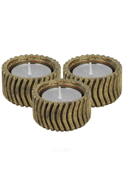 Evene Dekoratif Mumluk Tealight Mumluk Şamdan Mumluk 3 Lü Şamdan Model 26 ürün görseli 1