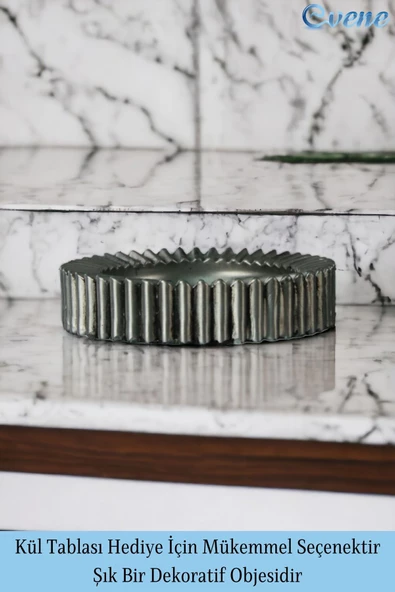 Evene Küllük Gümüş Eskitme Kül Tablası Dekoratif Küllük 4 Adet Model 5 - Resim 3