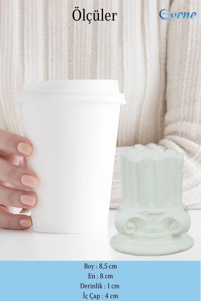 Evene Beyaz Mumluk Şamdan Tealight Mum Uyumlu Tarihi Sütun Model - 2