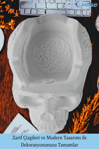 Evene Küllük Beyaz Kül Tablası Dekoratif Küllük 4 Adet Model 8 - Resim 4