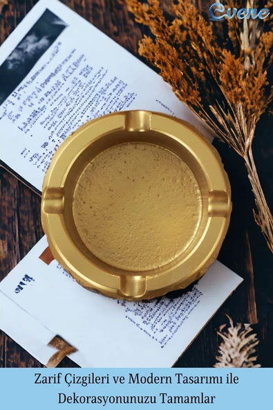 Evene Küllük Altın Kül Tablası Dekoratif Küllük 4 Adet Model 3 - Resim 4