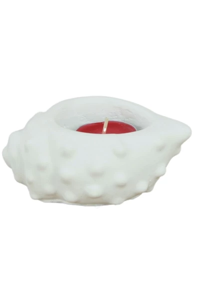 Evene Beyaz Mumluk Şamdan Tealight Mum Uyumlu Deniz Kabuğu Model