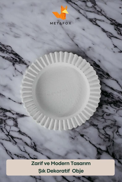 METAFOX Küllük Kül Tablası Sigara Küllüğü Beyaz Model 5 - Resim 3