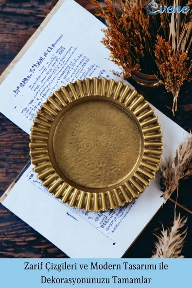 Evene Küllük Altın Eskitme Kül Tablası Dekoratif Küllük 4 Adet Model 5 - Resim 4