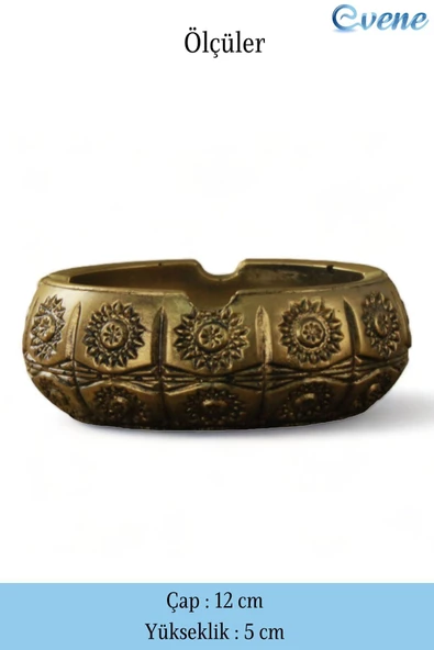 Evene Küllük Altın Eskitme Kül Tablası Dekoratif Küllük 4 Adet Model 4 - Resim 2