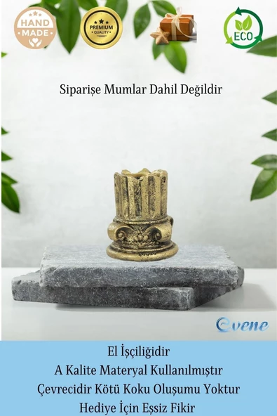 Evene Dekoratif Mumluk Tealight Mumluk Şamdan Mumluk 3 Lü Şamdan Model 39 - Resim 8