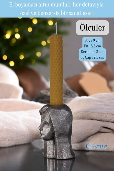 Evene Mumluk Şamdan Ince Mum Uyumlu Gümüş Eskitme Renk Model 11 - 2