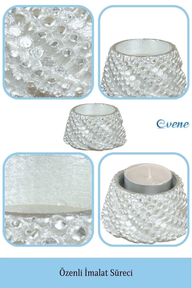 Evene Dekoratif Mumluk Tealight Mumluk Şamdan Mumluk 3 Lü Şamdan Model 40 - 7