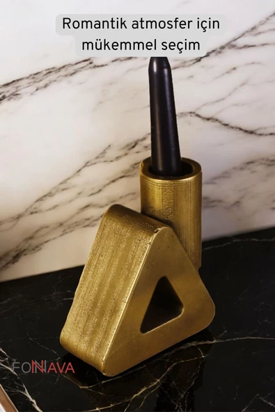 Fonnava Şamdan Mumluk Dekoratif Mumluk Tealight Mumluk Altın Eskitme Renk Model 6 - Resim 4