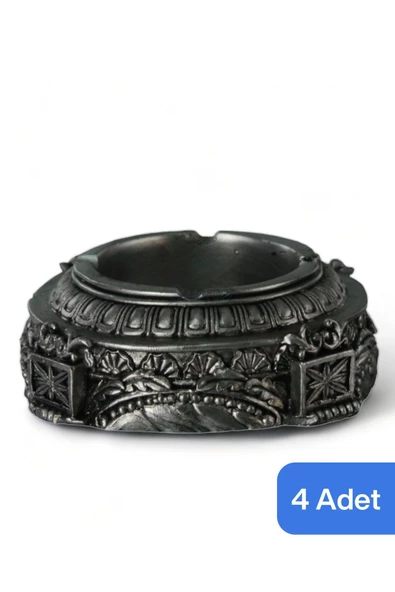 Evene Küllük Gümüş Eskitme Kül Tablası Dekoratif Küllük 4 Adet Model 2 ürün görseli 1