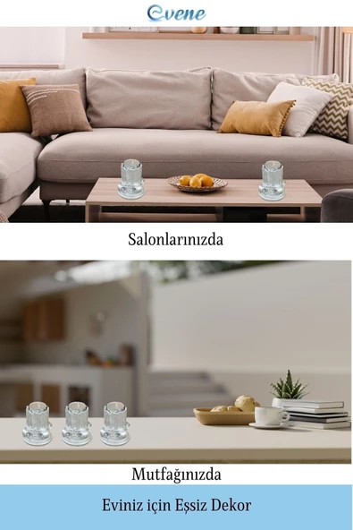 Evene Dekoratif Mumluk Tealight Mumluk Şamdan Mumluk 3 Lü Şamdan Model 39 - 4