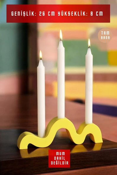 tambana Dekoratif Mumluk Şamdan El Yapımı Sarı Model 13 - Resim 3