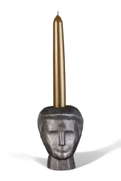 Evene Mumluk Şamdan Ince Mum Uyumlu Gümüş Eskitme Renk Model 10 ürün görseli 1