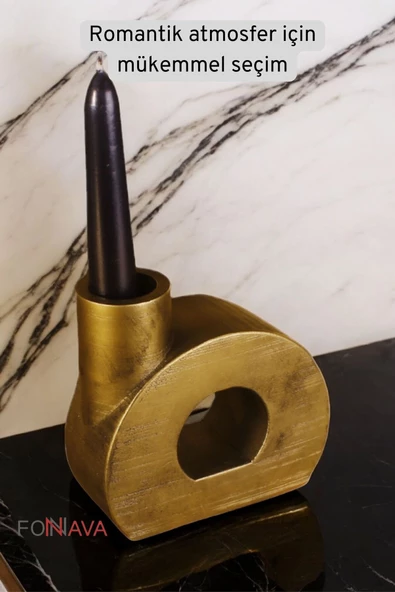 Fonnava Şamdan Mumluk Dekoratif Mumluk Tealight Mumluk Altın Eskitme Renk Model 9 - Resim 4