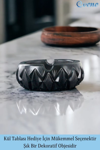 Evene Küllük Siyah Kül Tablası Dekoratif Küllük 2 Adet Model 3 - Resim 3