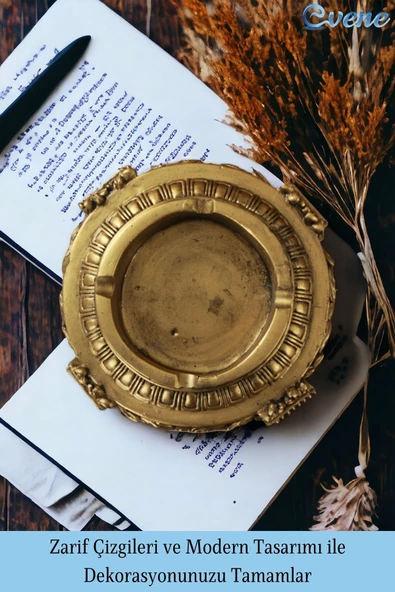 Evene Küllük Altın Eskitme Kül Tablası Dekoratif Küllük 4 Adet Model 2 - Resim 4